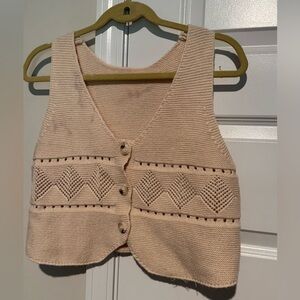 Amazon Cream V-Neck Knit Sweater Vest (Cropped)